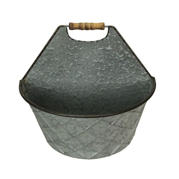 Large Galvanized Metal Rustic Wall Pocket Hanging Decor - Picture 2 of 3